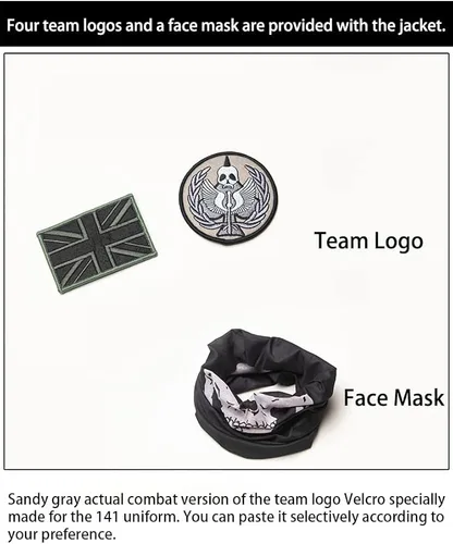 Vista 4 de jiazery QZ Mens Cosplay Jacket, Ghost Battle Suit Warm Fleece Hoodie TF 141 Team Uniform with 2 Armbands and 1 Face Scarf