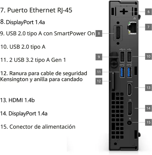 Vista 3 de Dell Mini computadora de escritorio OptiPlex 2026 de 16 GB DDR5 RAM, SSD Negro oscuro