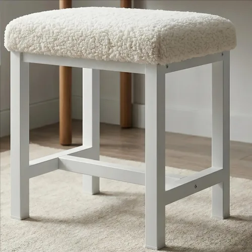 Vista 9 de Pequeño Taburete de Tocador, Lindos Taburetes de Tocador con Cojín, Silla de Tocador Blanca y Dorada para Espacios Pequeños, Sala de Estar, Oro
