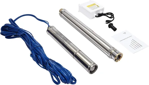 Vista 2 de Bomba sumergible de pozo profundo, 110 V/60 HZ, 3420 RPM, 11.89 galones/min, bomba de agua de acero inoxidable con cable eléctrico de 65.62 pies