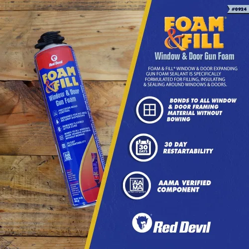 Vista 3 de Red Devil 0924 Spray Foam & Fill Window & Door Gun Foam, blanco roto, 24 onzas, 1 paquete