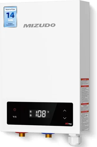 Vista 11 de Calentador de agua eléctrico sin tanque de 11kW, MIZUDO calentador de agua caliente instantáneo de 240 voltios, hasta 2.6 GPM para 1-2 puntos
