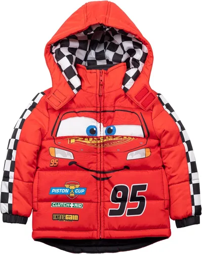 Vista 4 de Disney Cars Lightning McQueen - Abrigo de invierno con cremallera para cosplay