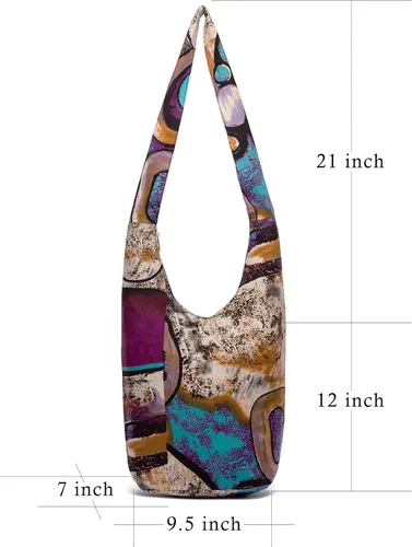 Vista 85 de Bolsa de hombro para mujer, de lona en estilo hippie/bohemio para llevar cruzada al hombro, disponible en diferentes colores y estampados