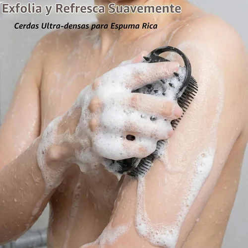 Vista 3 de 2 piezas de cepillo corporal de silicona, cepillo de baño y ducha exfoliante 2 en 1, esponja de loofah de silicona suave para piel sensible