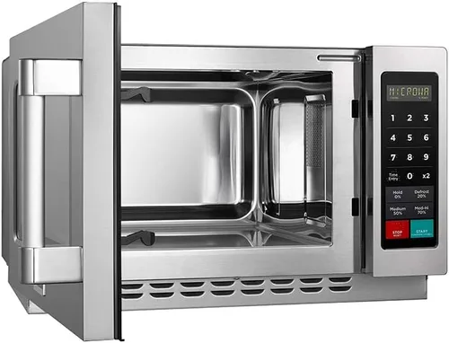 Vista 4 de Midea Equipment 1034N1A Horno microondas comercial de encimera con control táctil, 1000W, de acero inoxidable, 1.2 pies cúbicos