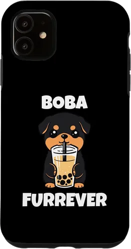 Vista 5 de iPhone 15 Rottweiler Boba Furrever Funny Dog Bubble Tea Case