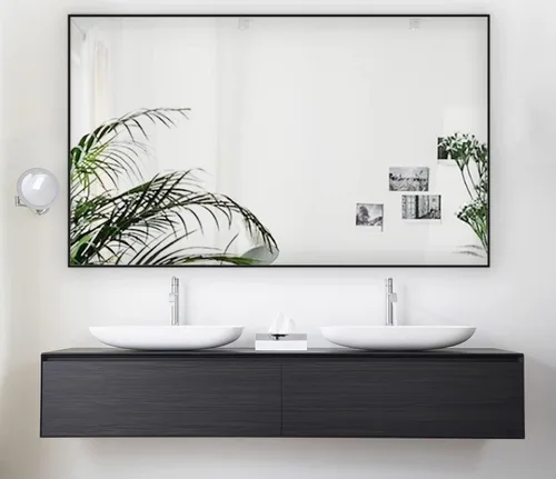 Vista 11 de Espejo de pared de baño, espejos de baño para pared, rectangular, moderno, espejo de pared para baño, colgante vertical u horizontal, para sala