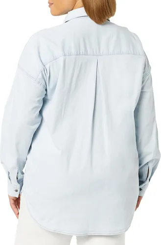 Vista 2 de Tienda Essentials Camisa de túnica de dos bolsillos de gran tamaño de mezclilla para mujer (anteriormente Goodthreads)