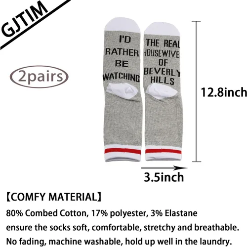 Vista 2 de 2 pares de calcetines inspirados en RHOBH I'd Rather Be Watching RHOBH TV Show Socks Housewives, regalo para amantes de las series de televisión