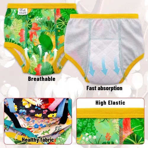 Vista 4 de Max Shape 6 paquetes de ropa interior de entrenamiento para niñas con capa absorbente de cena, pantalones reutilizables de entrenamiento