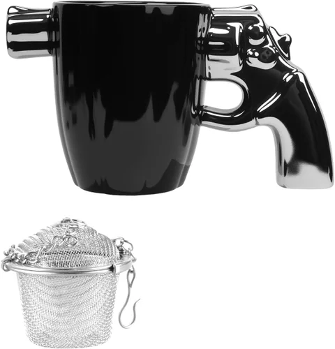 Vista 14 de UCEC Taza de café de cerámica inspirada en la pistola, regalo perfecto para hombres, idea de regalo única para el día del padre, taza de café