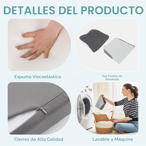 Vista 3 de ROYALAY Almohada cervical cervical para aliviar el dolor de cuello y hombros, núcleo ergonómico de espuma viscoelástica con funda de enfriamiento