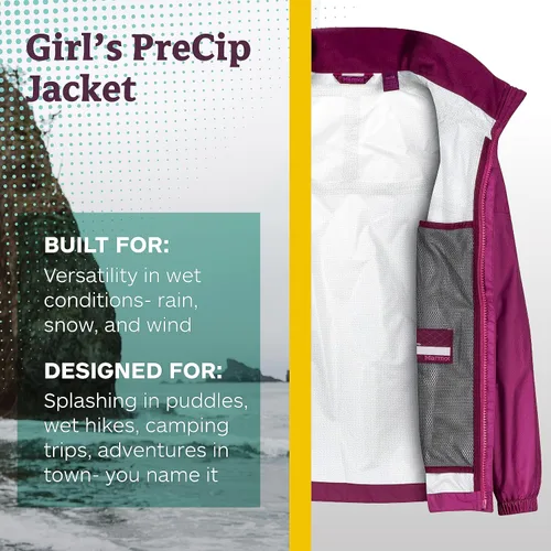 Vista 2 de MARMOT Chaqueta impermeable Precip Eco para niños, 100% reciclada, transpirable, ligera, plegable
