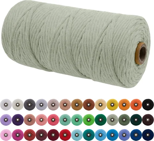 Vista 55 de JeogYong Cordón de macramé de un solo hilo 3 mm x 109 yardas (328 pies) Cuerda de algodón suave Hilo de macramé de 3 mm, suministros de macramé
