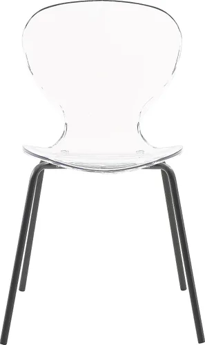 Vista 7 de Meridian Furniture Clarion Collection Modern - Silla de comedor apilable de policarbonato Lucite contemporánea con patas de metal resistentes, juego