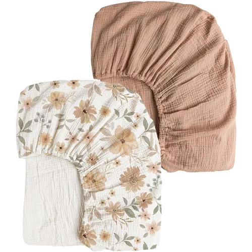 Vista 19 de Konssy Sábanas de Muselina para Cuna para Niña y Niño, 2 Piezas de Sábanas de Bebé de Algodón Suave y Transpirable para Colchón de Cuna Estándar