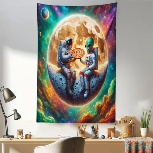 Vista 41 de Ambesonne Tapiz Trippy, vista panorámica de la cascada con bosques de ensueño y mandala oriental psicodélico, decoración de tela para colgar