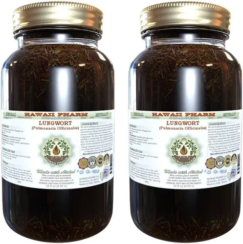 Vista 6 de Hawaii Pharm Lungwort Extracto líquido sin alcohol, grado profesional, pulmonaria lote pequeño (Pulmonaria officinalis), glicerita de hoja seca, 32