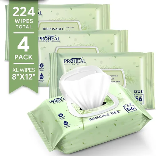 Vista 11 de Toallitas húmedas grandes para adultos, paquete de 2 toallitas corporales desechables de 12 x 8 pulgadas, sin fragancia con aloe, manzanilla