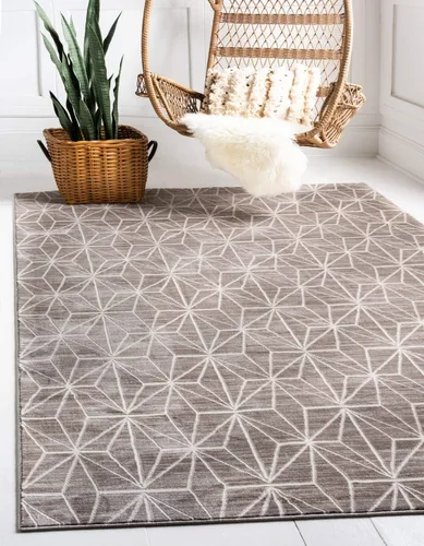 Vista 5 de Unique Loom Uptown Collection by Jill Zarin Collection - Alfombra geométrica moderna azul (1' 8 x 1' 8)