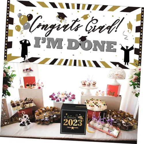Vista 6 de ABOOFAN Caja de tarjetas de graduación 2023, caja de tarjetas de regalo de felicitaciones graduadas con borla para decoraciones de fiesta