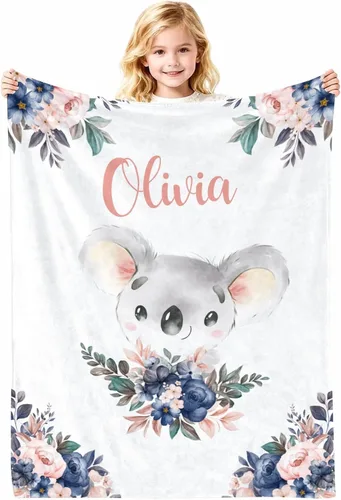 Vista 15 de Manta de bebé personalizada con nombre, cobijas de franela suaves y personalizadas con diseño de animales para recién nacidos, niños y niñas