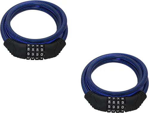 Vista 7 de Candado de bicicleta de combinación de acero flexible de 4 pies con mecanismo de autoajuste, 0.315 pulgadas de grosor con cubierta de PVC, código
