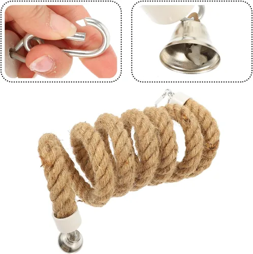 Vista 5 de Ipetboom Cuerda de perca para pájaros, cuerda de loro, soporte de escalada con clips estables de 59.05 pulgadas, columpio colgante para periquitos
