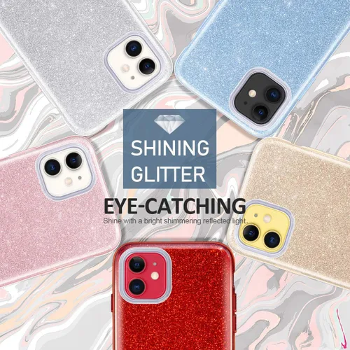 Vista 7 de MATEPROX - Carcasa para iPhone 11 y 2019, de 6.1" diseño de brillantes para niñas y mujeres, Azul