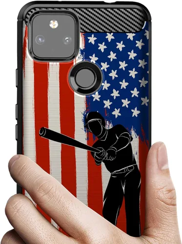 Vista 2 de CasesOnDeck - Funda compatible con Google Pixel 5A (2021) / Pixel 5A 5G, funda delgada de fibra de carbono TPU para acentuar arañazos y caídas, tema