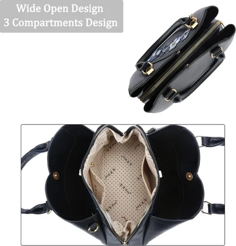 Vista 71 de KKXIU Monederos y bolsos de mano con triple compartimento para mujer, bolso de mano con asa superior