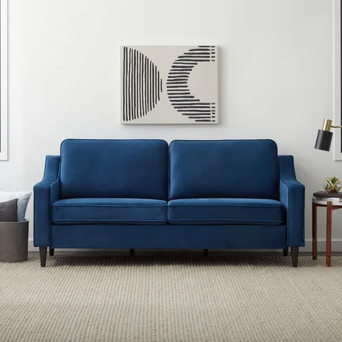 Vista 13 de Edenbrook Sofá tapizado Archer - Asientos Tres - Brazo Recto Diseño Moderno, Terciopelo Verde