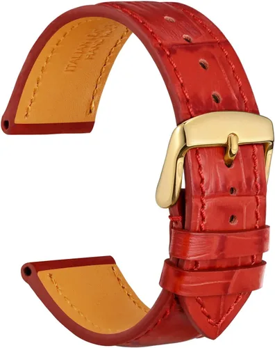 Vista 24 de WOCCI - Correas para reloj de cuero italiano, grano de cocodrilo en relieve, elige color y ancho 14 mm 18 mm 19 mm 20 mm 21 mm 22 mm, Negro
