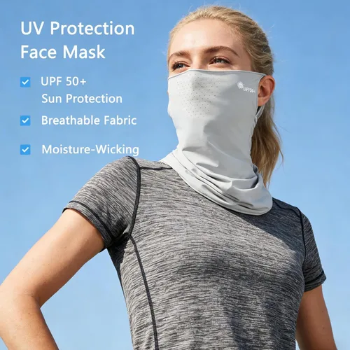 Vista 3 de Protección solar UV de verano para mujeres y hombres, transpirable, máscara de seda para deportes al aire libre