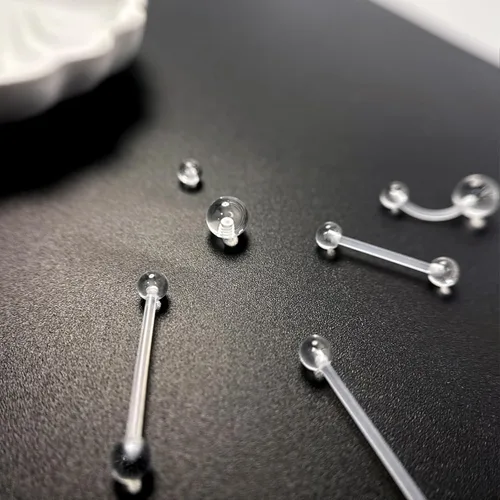 Vista 6 de 60 piezas de retenedores de piercing transparentes para cirugía de plástico bioflex para joyería de piercing para nariz, ombligo, pezón, lengua