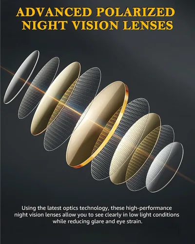 Vista 6 de IGnaef Gafas de visión nocturna para conducción nocturna, de gran tamaño, polarizadas, amarillas, antirreflejos, IF7511