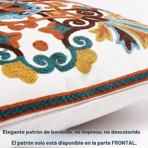 Vista 4 de Juego de 2 fundas de almohada decorativas para sofá de 18 x 18 pulgadas, con patrón bordado para sala de estar, sofá, cama, silla