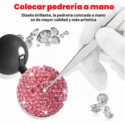 Vista 2 de Cubierta de Botón de Arranque de Coche con Diamantes Bling - Accesorios Lindos para Interior de Mujeres, Decoración de Botón de Arranque del Motor
