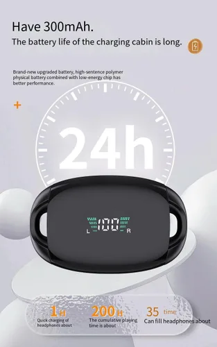 Vista 7 de Auriculares inalámbricos con clip de oreja abierta, Bluetooth 5.3, auriculares deportivos con micrófono integrado, auriculares estéreo de alta