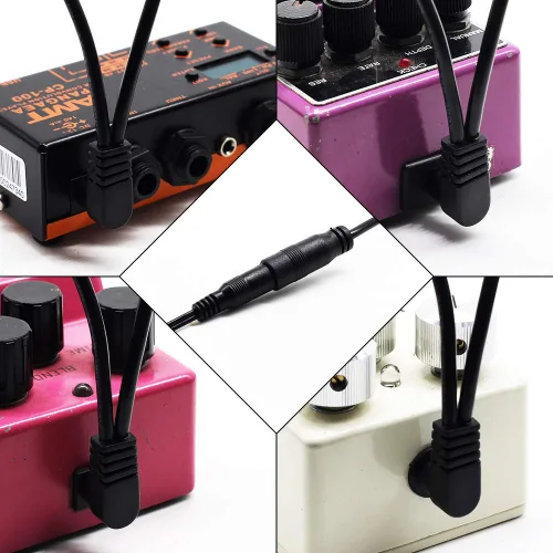 Vista 3 de SONICAKE Cable de cadena margarita de 5 vías de 9 V CC, enchufe de ángulo recto, cable de alimentación de cadena margarita para pedal de efectos