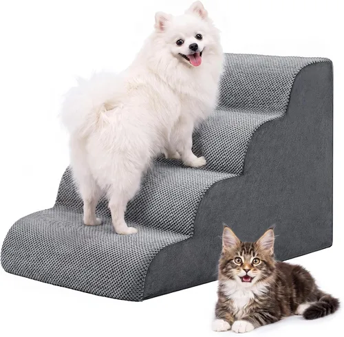 Vista 9 de DUMOS Escaleras para perros y gatos pequeños, escalones curvados de 3