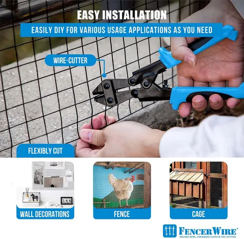 Vista 3 de Fencer Wire Malla de alambre soldada con revestimiento de vinilo negro calibre 16, tamaño 1 pulgada por 1 pulgada para valla del hogar y jardín