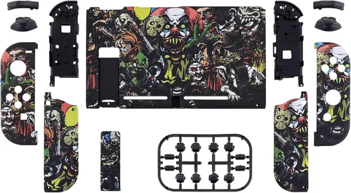 Vista 2 de eXtremeRate - Placa trasera para Nintendo Switch Console, NS Joycon con carcasa de mando de mano con botones de juego completo, carcasa de repuesto