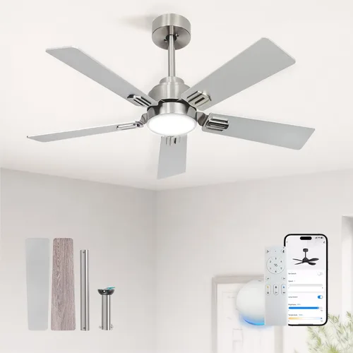 Vista 10 de Ventilador de techo inteligente negro de 42 pulgadas con luces LED Alexa