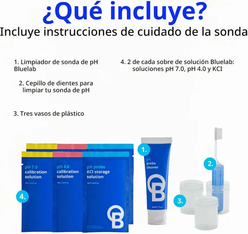 Vista 6 de Kit de cuidado para sonda de pH Bluelab CAREKITPH con solución de calibración, solución de almacenamiento y cepillo, utilizado para lápiz de pH
