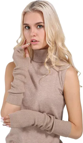 Vista 56 de Facecozy Calentadores de brazos para mujer, mezcla de lana de cachemira, guantes largos sin dedos para mujer, guantes para clima frío con agujero