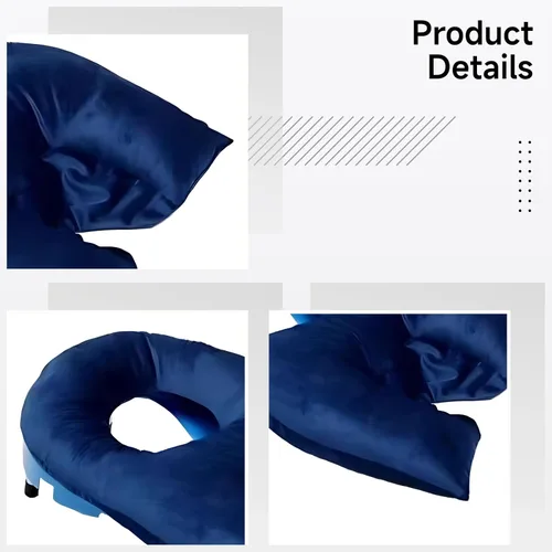 Vista 4 de Adjustable Face Down Pillow for Recovery After Eye Surgery, 60 x 60 cm, Includes Face Hole and Eye Cover, Ideal for Retinal Detachment