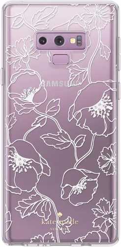 Vista 2 de kate spade new york Funda protectora rígida para Samsung Galaxy Note9 - Blanco floral de ensueño con gemas