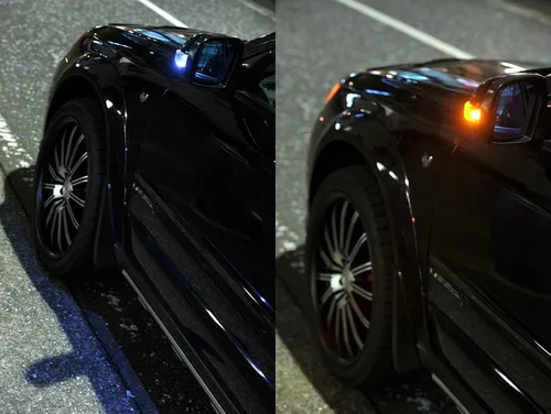 Vista 4 de iJDMTOY JDM Spec Blanco/Ámbar Switchback Intermitente Secuencial LED de Espejo Lateral DRL Conjunto de Luz de Señal de Giro Compatible con Subaru